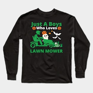 School Halloween 2022 Cool Lawn Mower Home Yard Pumpkins Squad Long Sleeve T-Shirt